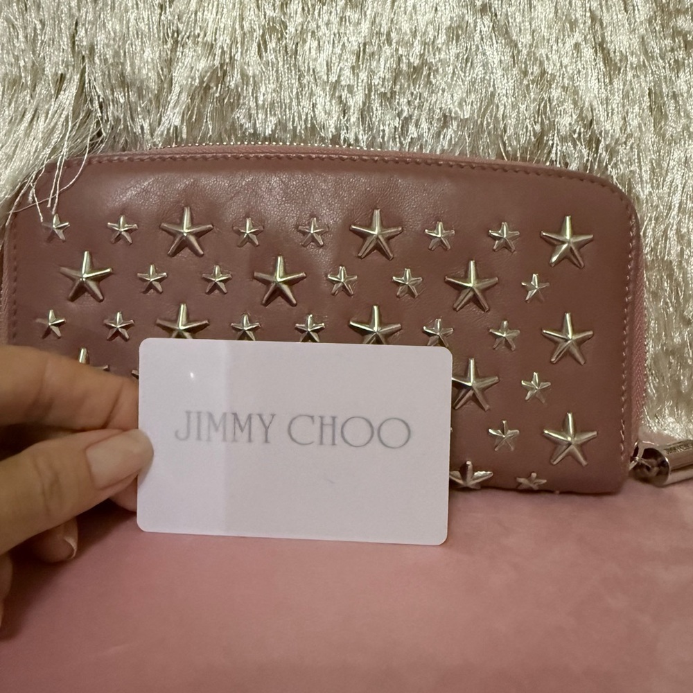 Authentic Jimmy Choo Mauve Wallet With Silver Sta… - image 1